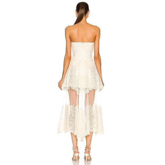 Jonathan Simkhai Strapless Lace Dress in Cream - Picture 4 of 10